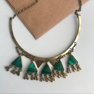 Free People Green and Gold Statement Necklace